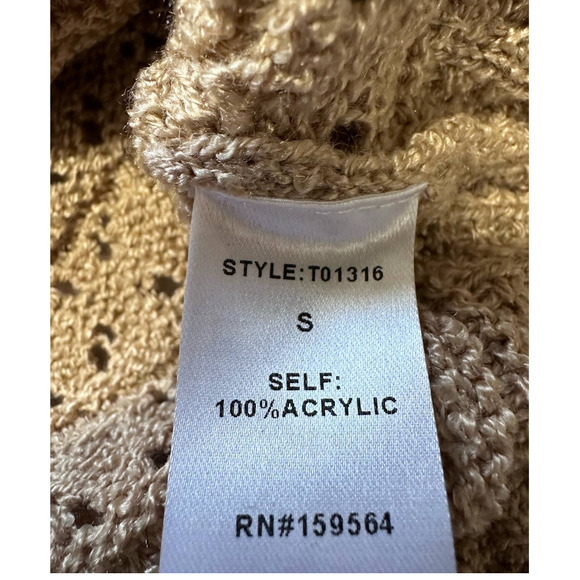 NWT Bluivy Tan Crocheted Button Front Polo Sweater Size S - Picture 5 of 5